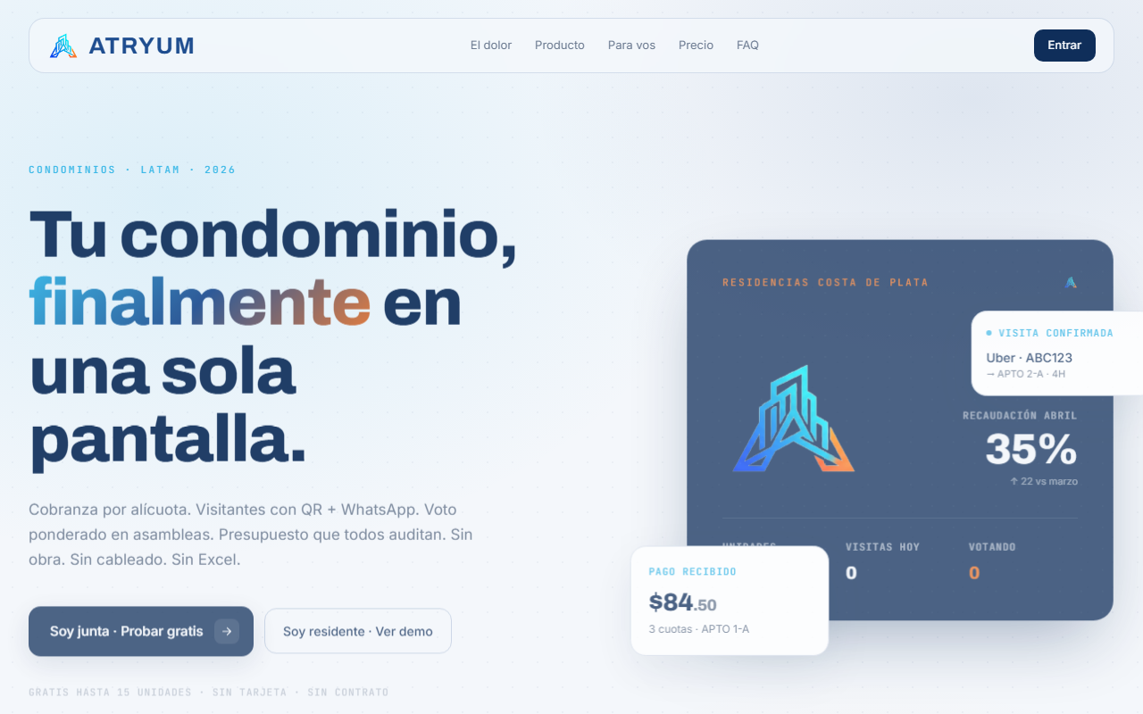 Aplicación web Atryum para la administración de condominios