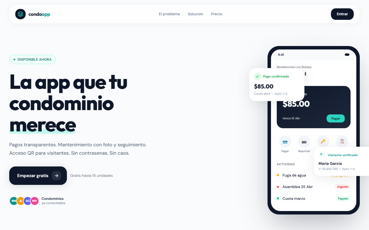 Aplicación web CondoApp - gestión de condominios